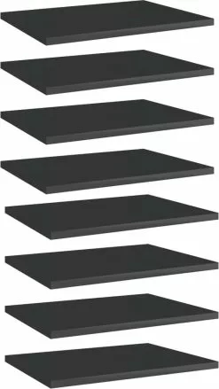 Furniture Limited - Wandschappen 8 St 40x30x1,5 Cm Spaanplaat Hoogglans Zwart