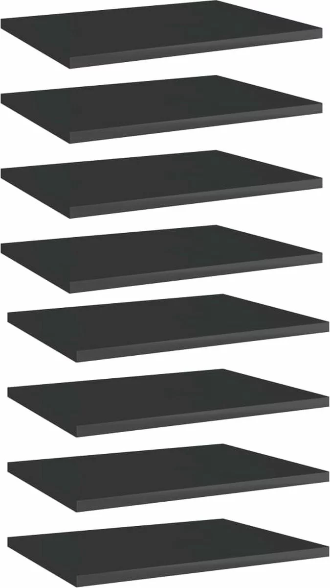 Furniture Limited - Wandschappen 8 St 40x30x1,5 Cm Spaanplaat Hoogglans Zwart