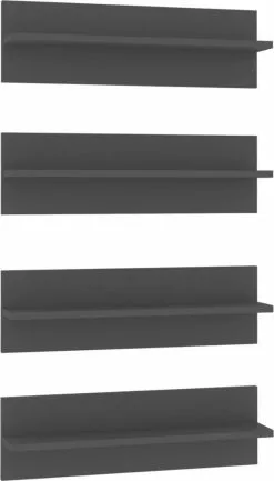 Furniture Limited - Wandschappen 4 St 60x11,5x18 Cm Spaanplaat Grijs