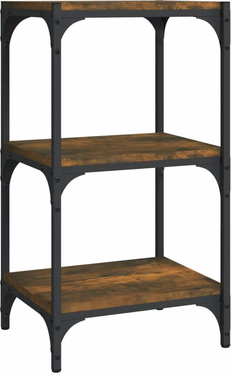 Furniture Limited - Boekenkast 40x33x70,5 Cm Bewerkt Hout En Staal Gerookt Eiken - Afbeelding 9