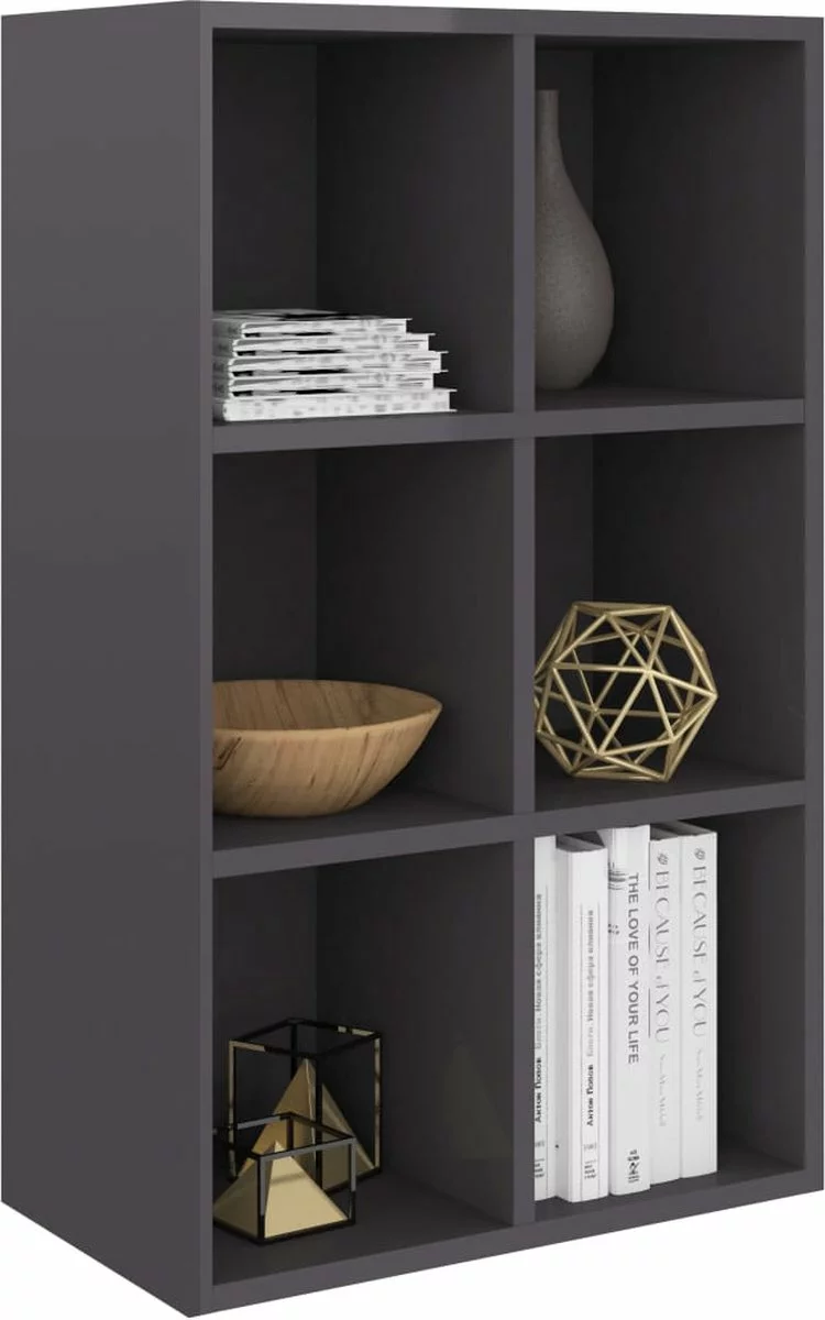 Furniture Limited - Boekenkast/dressoir 66x30x97,8 Cm Bewerkt Hout Hoogglans Grijs - Afbeelding 4