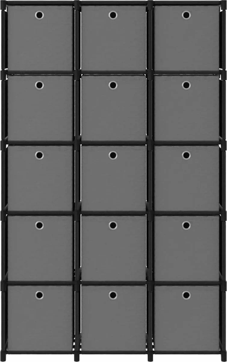 Furniture Limited - Kast Met 15 Vakken Met Boxen 103x30x175,5 Cm Stof Zwart - Afbeelding 2