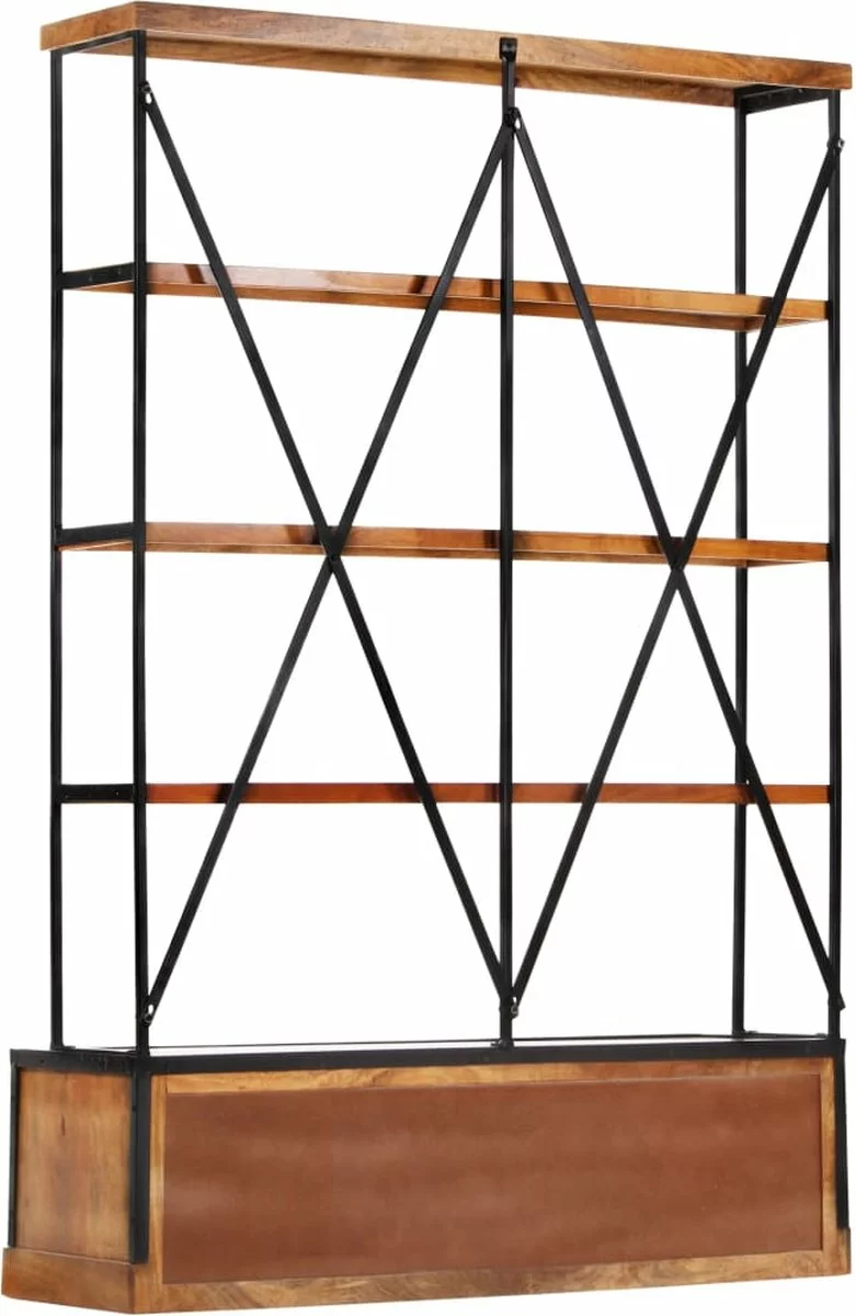 Furniture Limited - Boekenkast 4-laags Met 6 Lades 122x36x181 Cm Massief Mangohout - Afbeelding 6