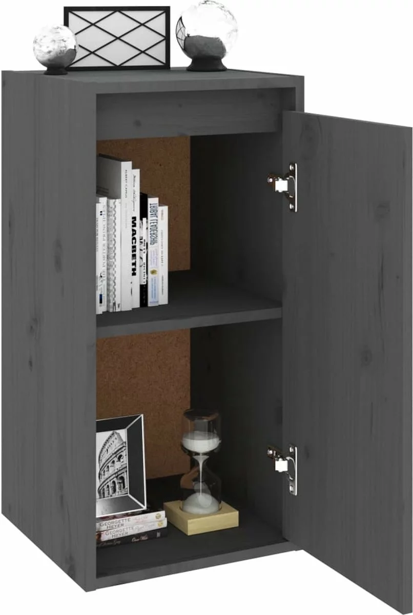 Furniture Limited - Wandkast 30x30x60 Cm Massief Grenenhout Grijs - Afbeelding 4