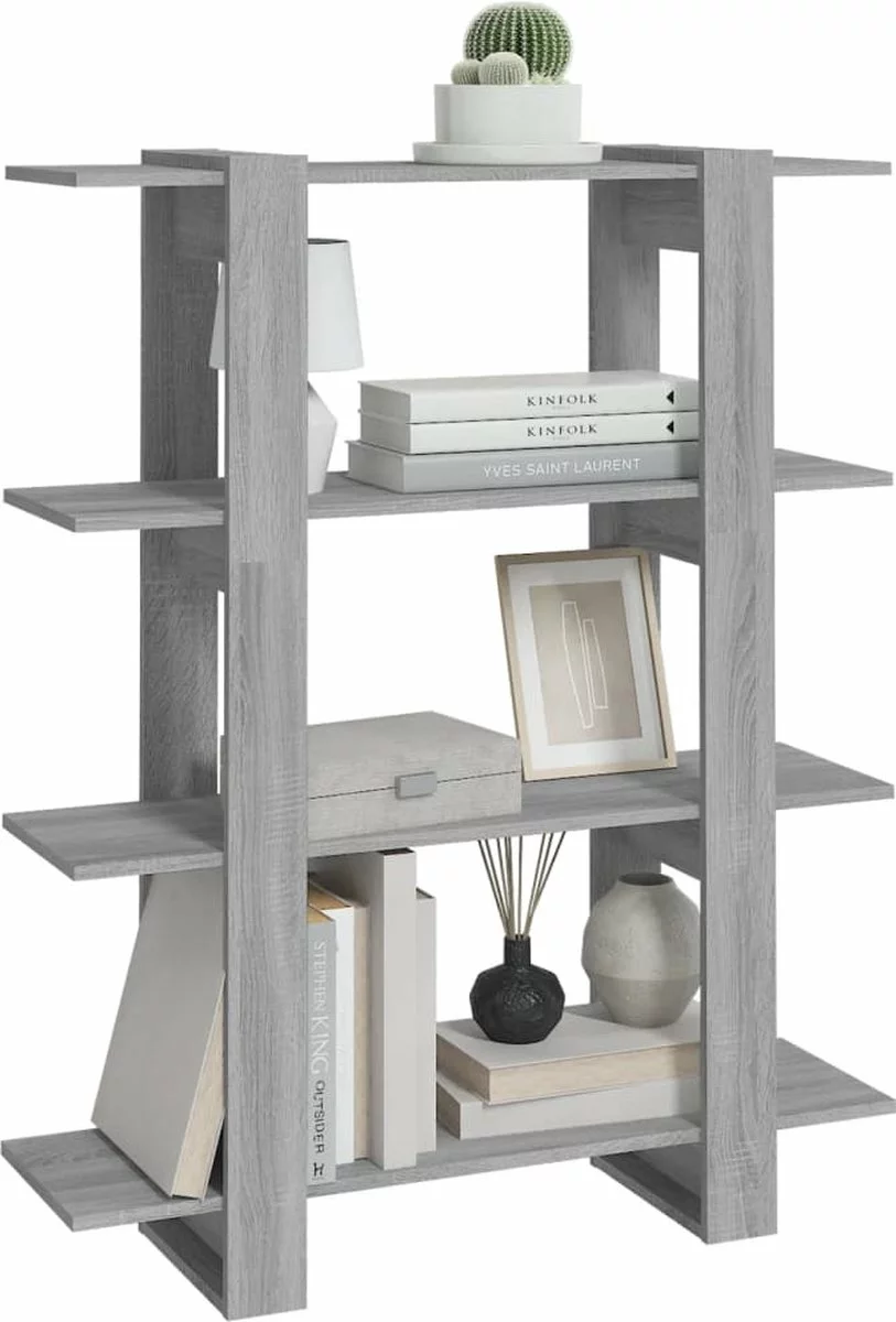 Furniture Limited - Boekenkast/kamerscherm 100x30x123,5 Cm Grijs Sonoma Eiken - Afbeelding 3