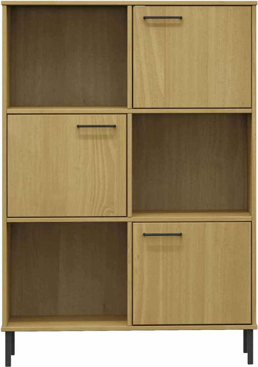 Furniture Limited - Boekenkast Met Metalen Poten OSLO 90x35x128,5 Cm Hout Bruin - Afbeelding 3