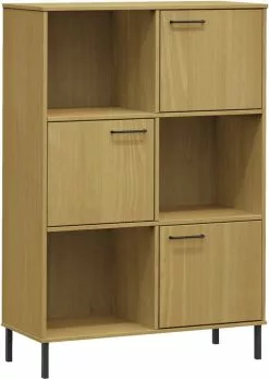 Furniture Limited - Boekenkast Met Metalen Poten OSLO 90x35x128,5 Cm Hout Bruin
