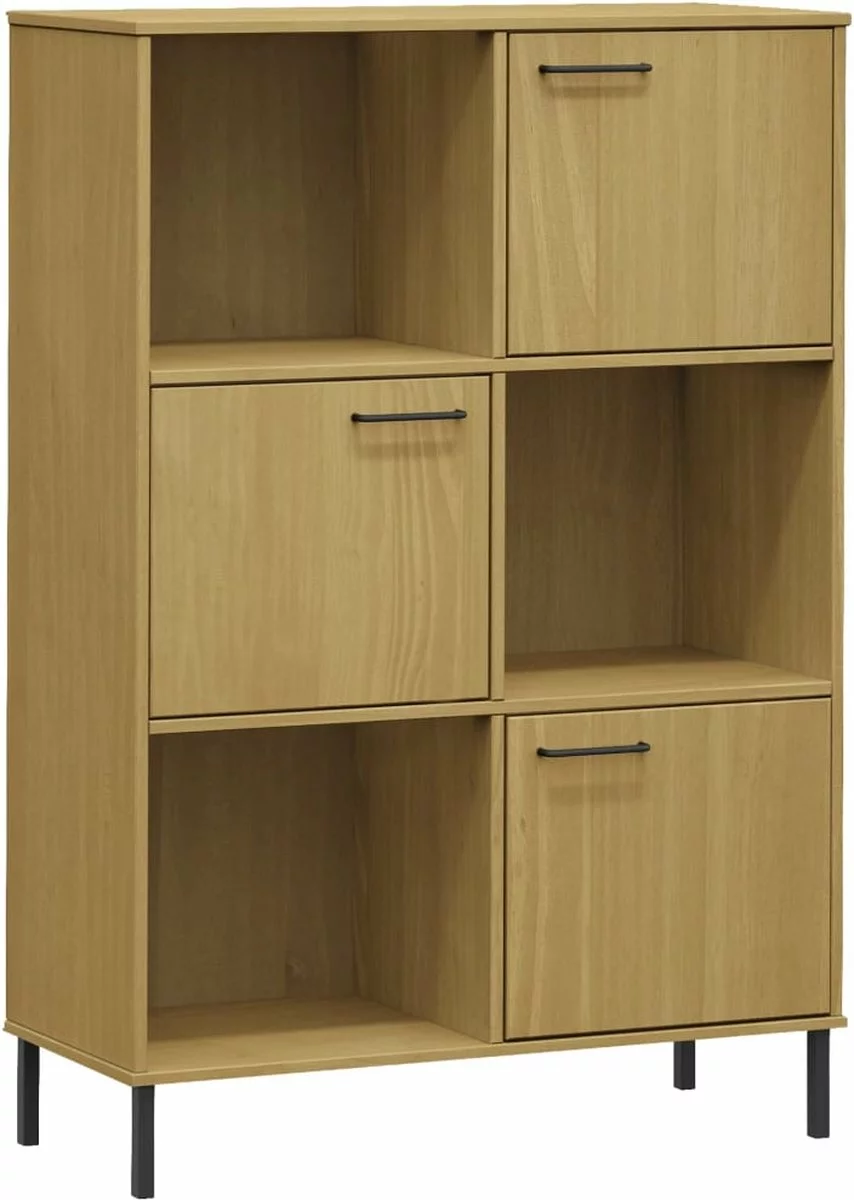 Furniture Limited - Boekenkast Met Metalen Poten OSLO 90x35x128,5 Cm Hout Bruin