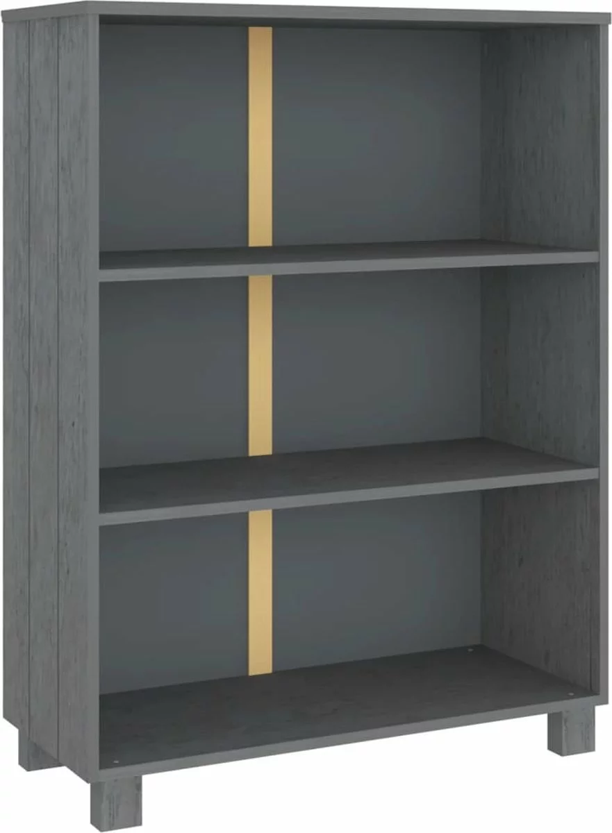 Furniture Limited - Boekenkast HAMAR 85x35x112 Cm Massief Grenenhout Donkergrijs - Afbeelding 8