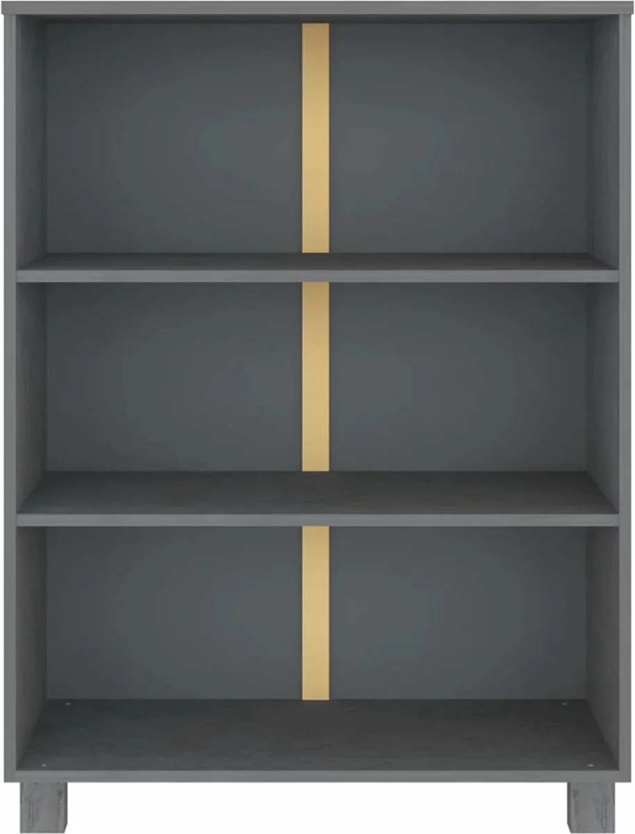 Furniture Limited - Boekenkast HAMAR 85x35x112 Cm Massief Grenenhout Donkergrijs - Afbeelding 6