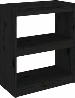 Furniture Limited - Boekenkast/kamerscherm 60x30x71,5 Cm Massief Grenenhout Zwart