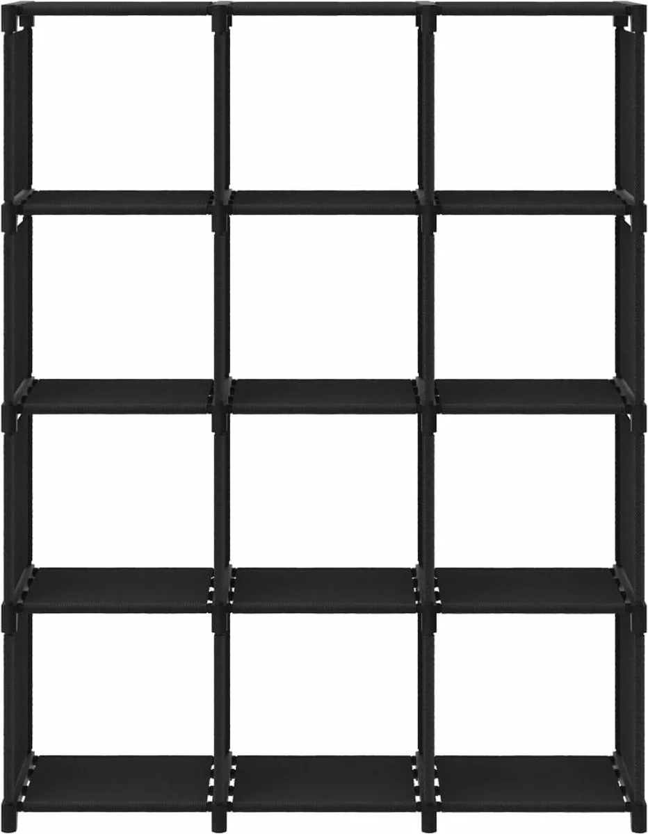 Furniture Limited - Kast Met 12 Vakken 103x30x141 Cm Stof Zwart