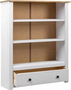Furniture Limited - Boekenkast Panama Range 80x35x110 Cm Massief Grenenhout Wit