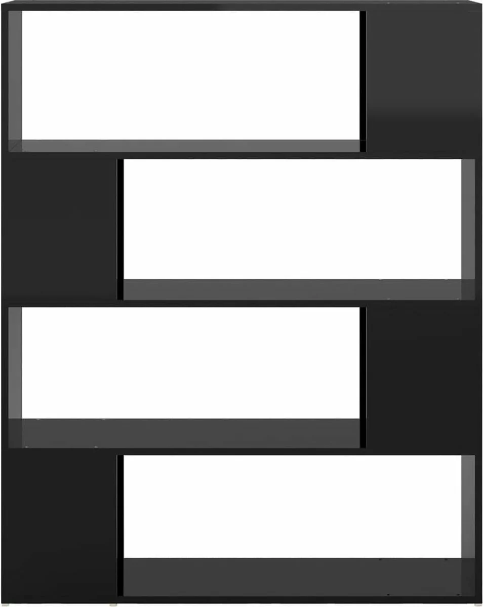 Furniture Limited - Boekenkast/kamerscherm 100x24x124 Cm Hoogglans Zwart - Afbeelding 5