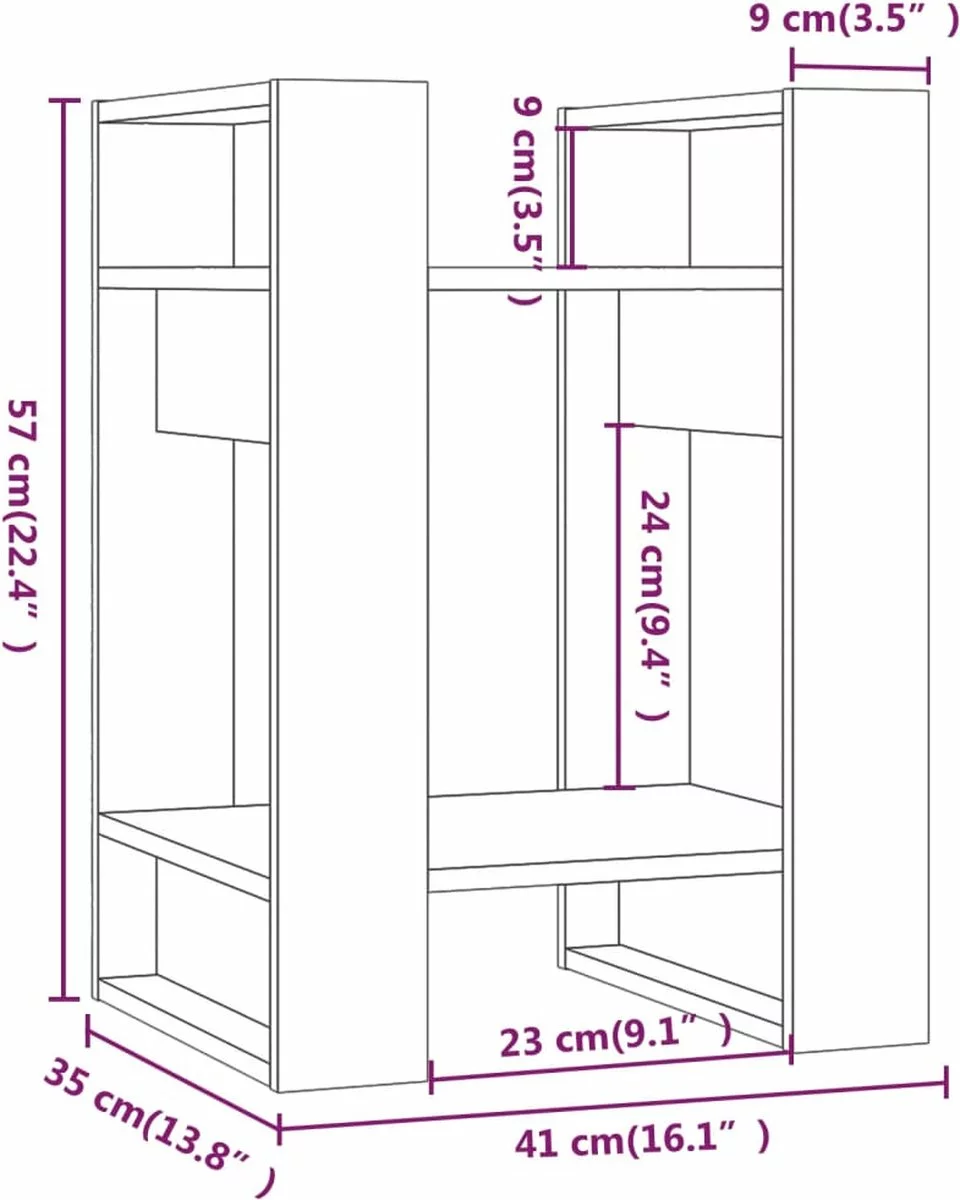 Furniture Limited - Boekenkast/kamerscherm 41x35x57 Cm Grenenhout Honingbruin - Afbeelding 7