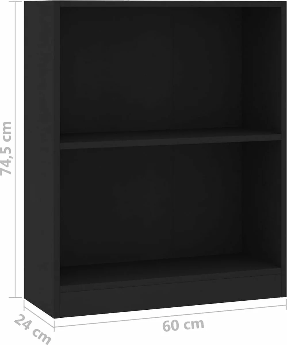 Furniture Limited - Boekenkast 60x24x74,5 Cm Bewerkt Hout Zwart - Afbeelding 3